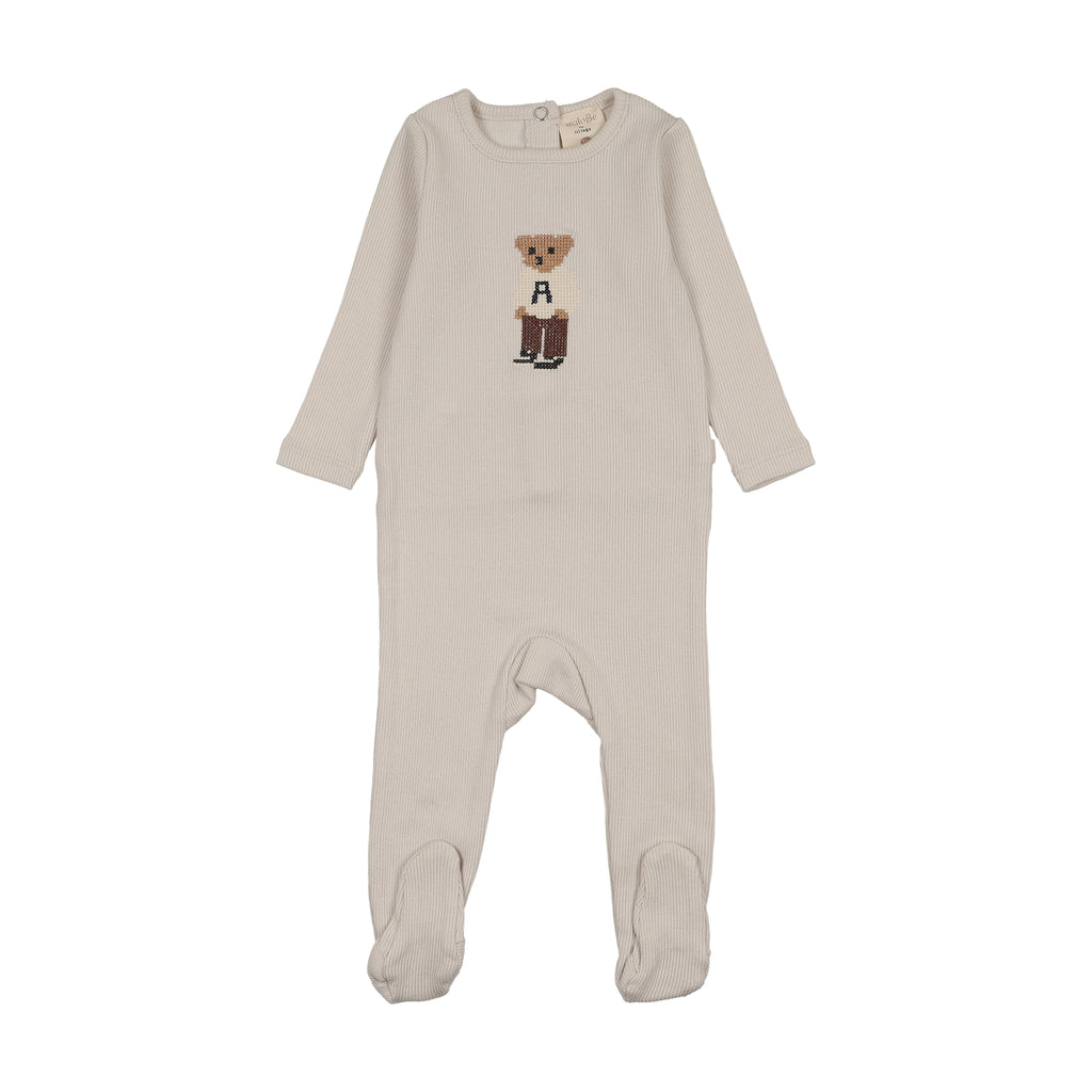 Lil Legs Bear Footie - Ivory