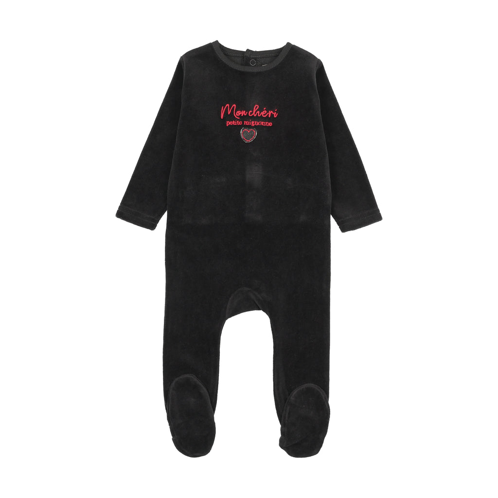 Lil Legs Velour Baby Footie - Black