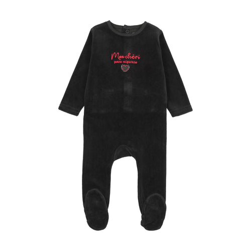 Lil Legs Velour Baby Footie - Black