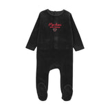 Lil Legs Velour Baby Footie - Black
