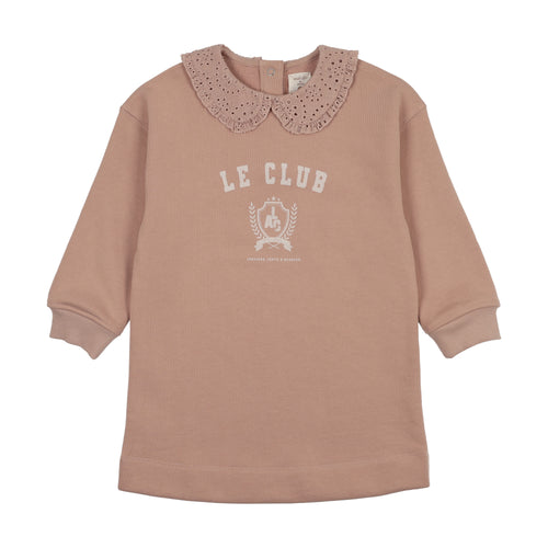Lil Legs Varsity Crest Sweatshirt Dress - Bud Pink