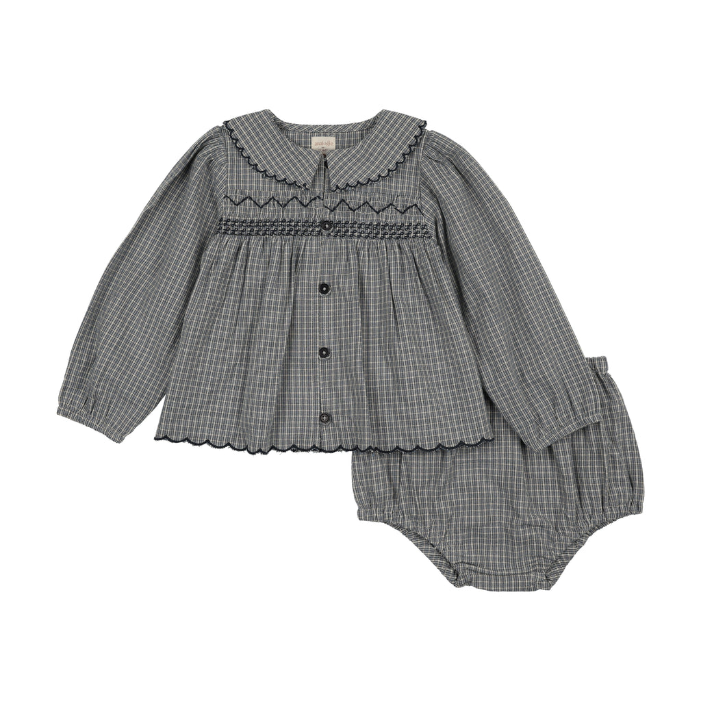 Lil Legs Plaid Edition Girls Toddler Set - Dried Blue Plaid