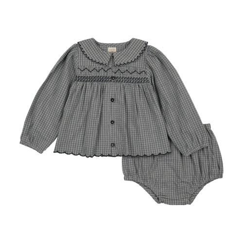 Lil Legs Plaid Edition Girls Toddler Set - Dried Blue Plaid