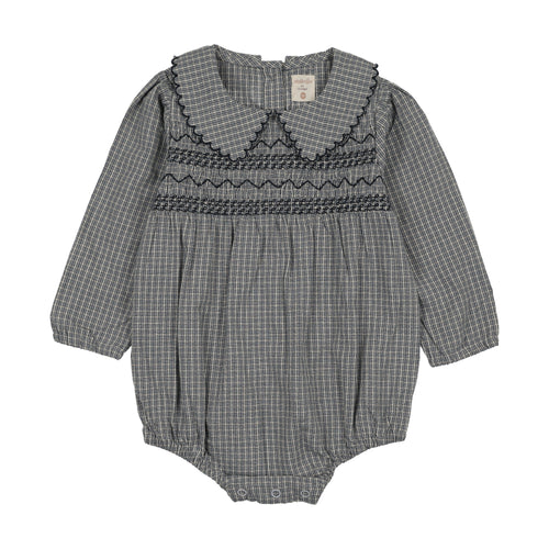 Lil Legs Plaid Edition Girl Romper - Dried Blue Plaid