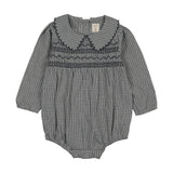Lil Legs Plaid Edition Girl Romper - Dried Blue Plaid