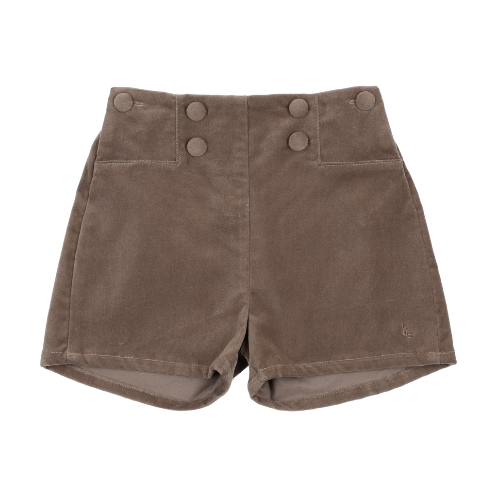 Lil Legs Velvet Shorts - Misty Oat