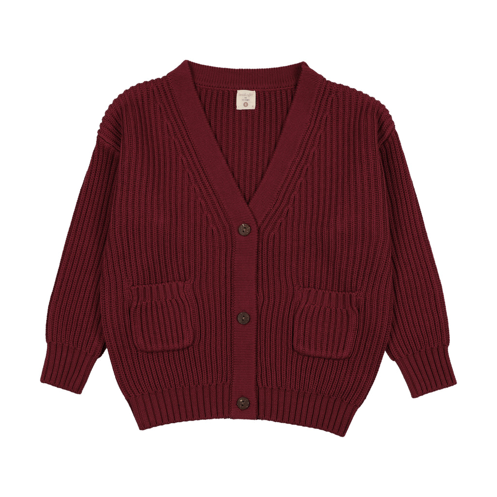 Lil Legs Grandpa Cardigan - Deep Red