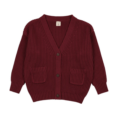 Lil Legs Grandpa Cardigan - Deep Red