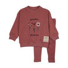 Load image into Gallery viewer, Lil Legs Flower Sweatshirt Set - Vintage Pink