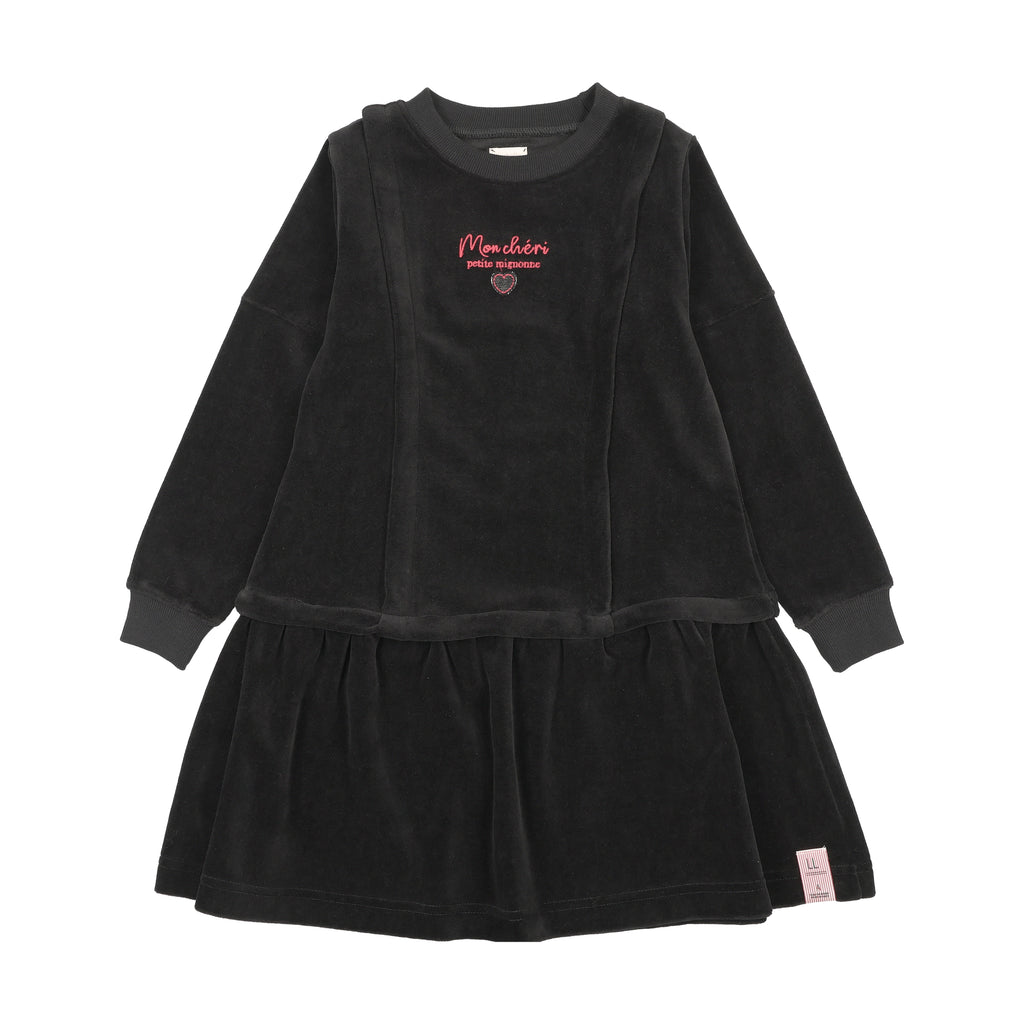 Lil Legs Velour Dress - Black
