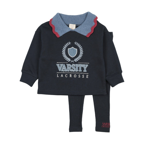 Lil Legs Fan Club Girls Sweatshirt Set - Navy Denim
