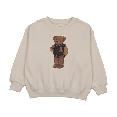 Lil Legs Boys Varsity Print Bear Sweatshirt - Ivory