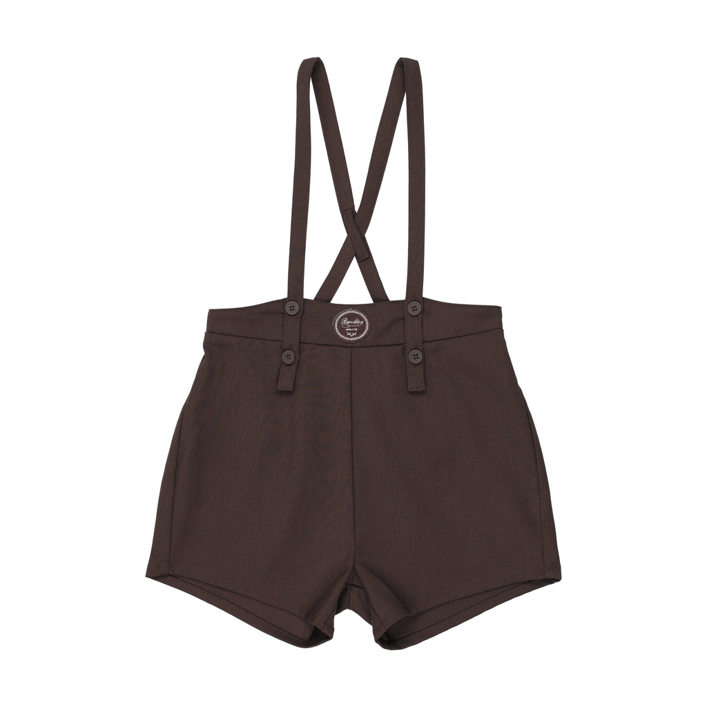 Lil Legs Plaid Edition Boys Overall Shorts - Chocolate Brown