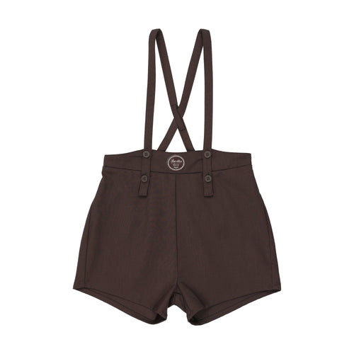 Lil Legs Plaid Edition Boys Overall Shorts - Chocolate Brown