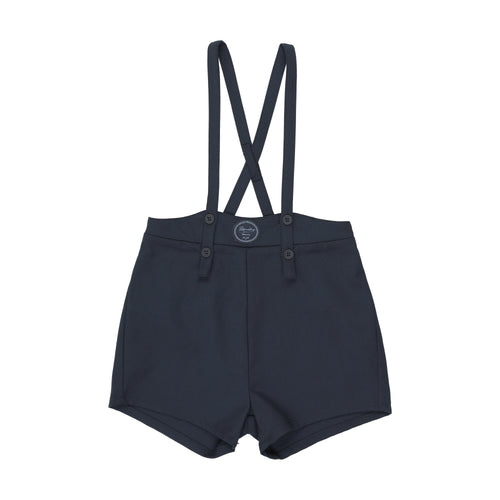 Lil Legs Plaid Edition Boys Overall Shorts - Navy