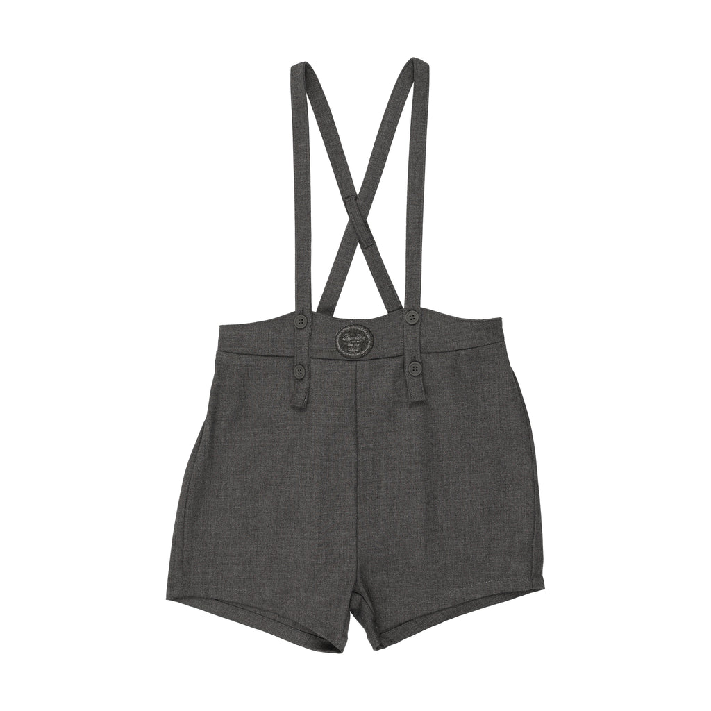 Lil Legs Plaid Edition Boys Overall Shorts - Mid Grey