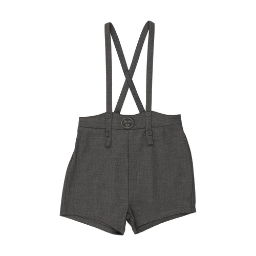 Lil Legs Plaid Edition Boys Overall Shorts - Mid Grey