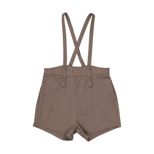 Lil Legs Plaid Edition Boys Overall Shorts - Misty Oat Heather