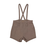 Lil Legs Plaid Edition Boys Overall Shorts - Misty Oat Heather
