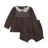 Lil Legs Pleated Girls Set - Misty Oat Heather
