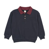 Lil Legs Denim Days Boys Polo Sweatshirt - Navy