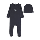 Lil Legs Boys Sweet Campaign Embroidered Footie And Hat - Navy
