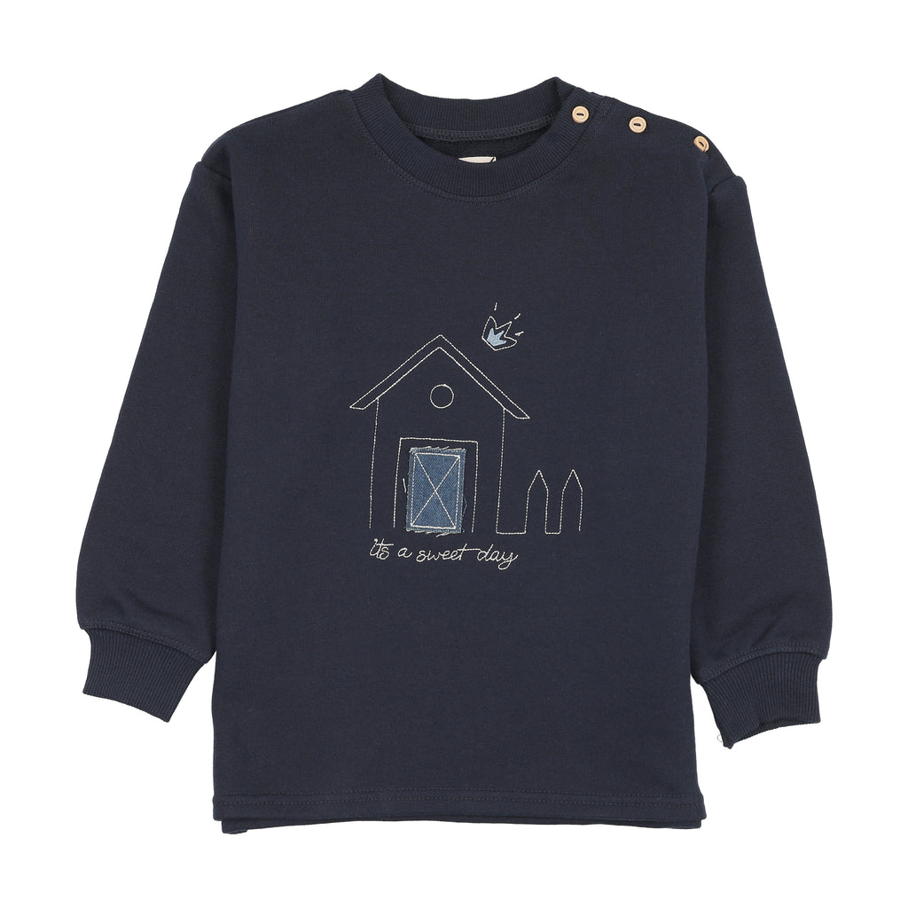 Lil Legs Boys Embroidered Sweatshirt - Navy