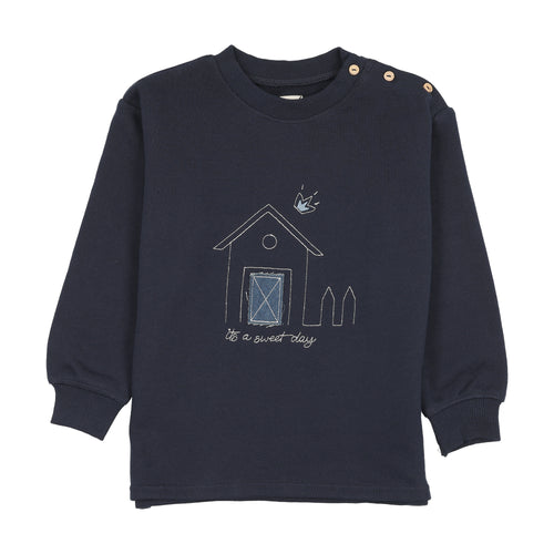 Lil Legs Boys Embroidered Sweatshirt - Navy