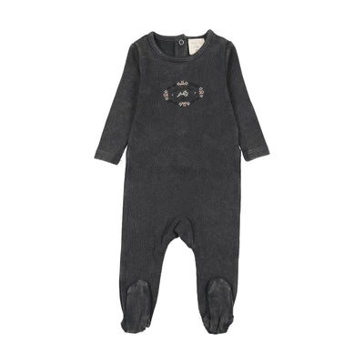 Lil Legs Stitch Studio Girls Footie - Off Black