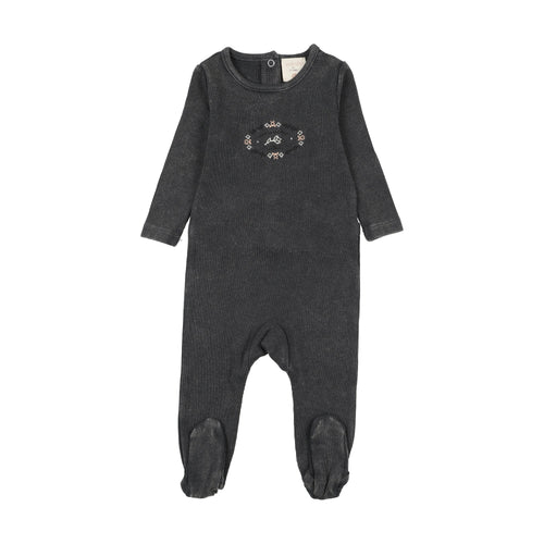 Lil Legs Stitch Studio Girls Footie - Off Black