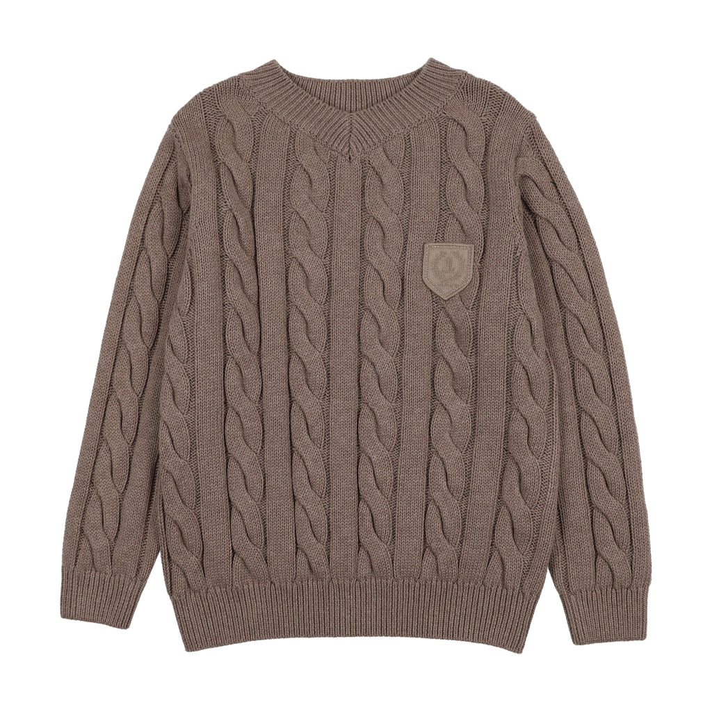 Lil Legs Chunky V Neck Sweater - Misty Oat Heather