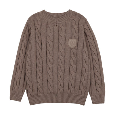 Lil Legs Chunky V Neck Sweater - Misty Oat Heather