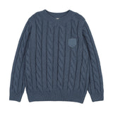 Lil Legs Chunky V Neck Sweater - Vintage Blue