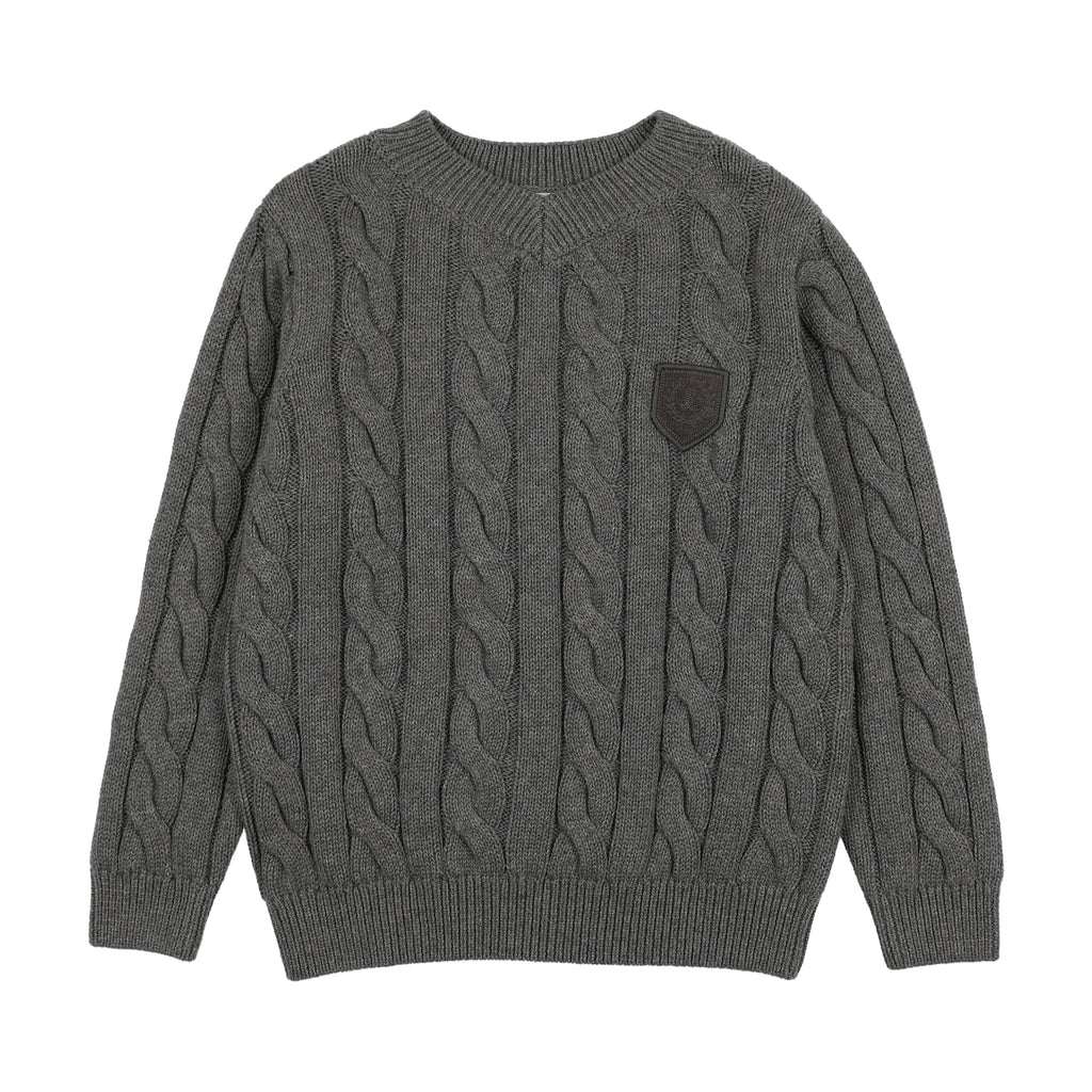 Lil Legs Chunky V Neck Sweater - Mid Grey