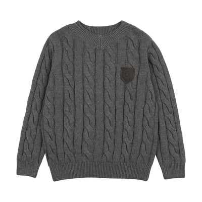 Lil Legs Chunky V Neck Sweater - Mid Grey