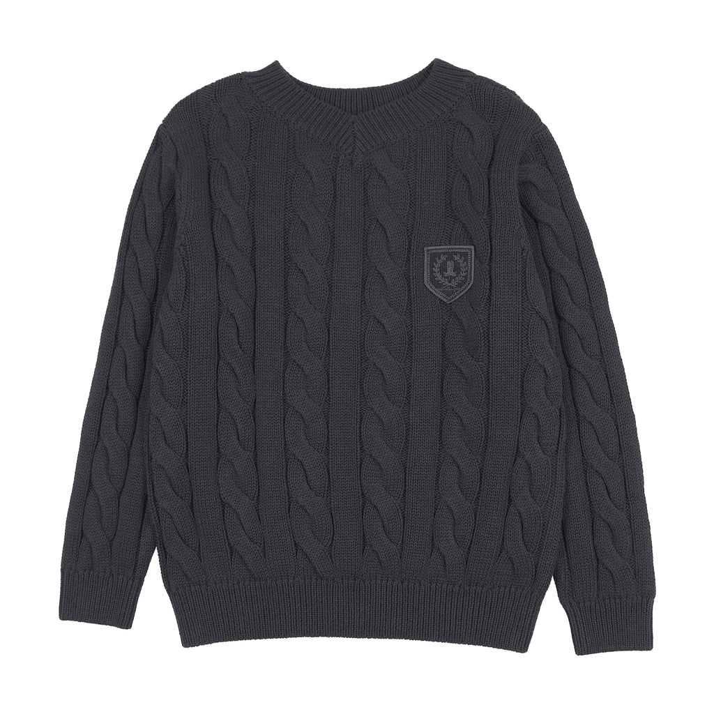 Lil Legs Chunky V Neck Sweater - Navy