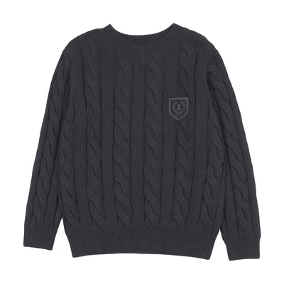 Lil Legs Chunky V Neck Sweater - Navy