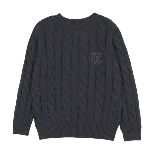 Lil Legs Chunky V Neck Sweater - Navy