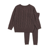 Lil Legs Chunky Cable Knit Toddler Set - Chocolate Brown