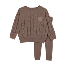 Load image into Gallery viewer, Lil Legs Chunky Cable Knit Toddler Set - Misty Oat Heather