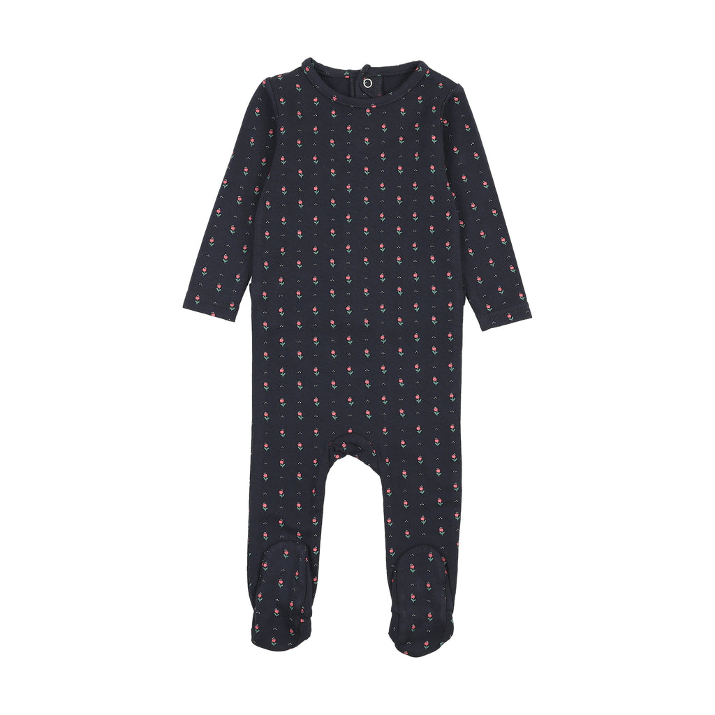 Lil Legs Girls Sweet Campaign Footie - Navy