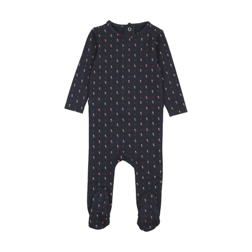 Lil Legs Girls Sweet Campaign Footie - Navy