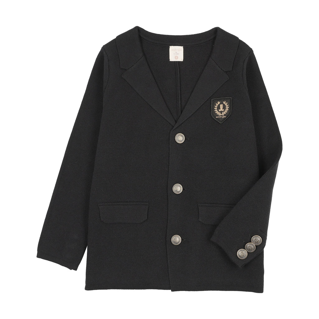 Lil Legs Crest Knit Blazer - Black