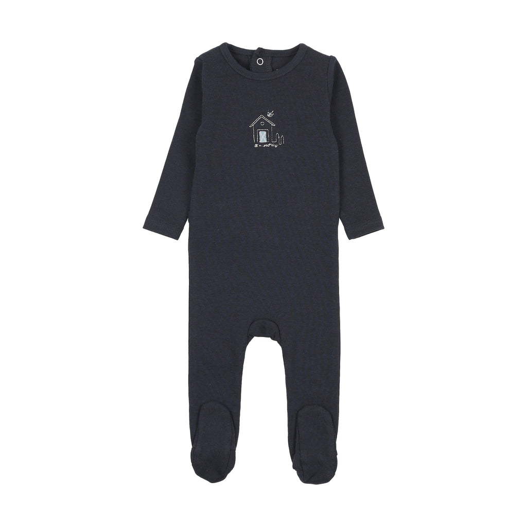 Lil Legs Boys Sweet Campaign Embroidered Footie - Navy
