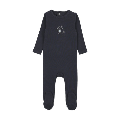 Lil Legs Boys Sweet Campaign Embroidered Footie - Navy