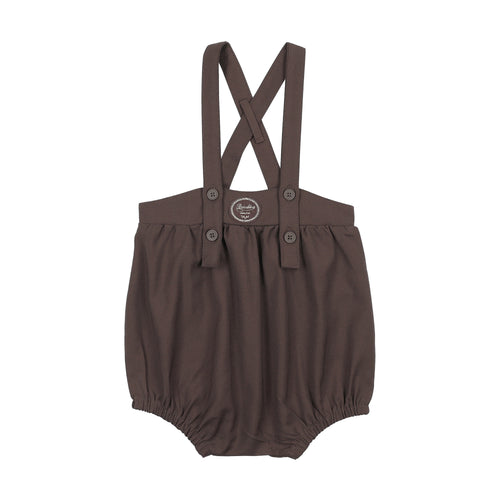 Lil Legs Plaid Edition Boys Romper - Chocolate Brown