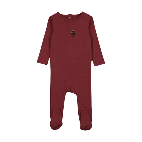Lil Legs Girls Sweet Campaign Embroidered Footie - Vintage Red