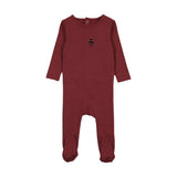 Lil Legs Girls Sweet Campaign Embroidered Footie - Vintage Red