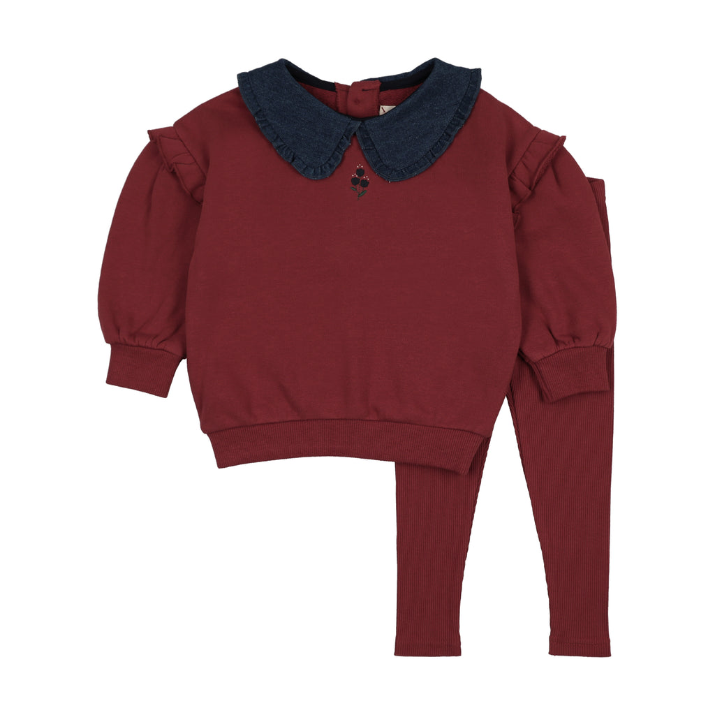 Lil Legs Toddler Ruffle Sweatshirt - Vintage Red