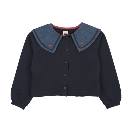 Lil Legs Sailor Collar Cardigan - Navy